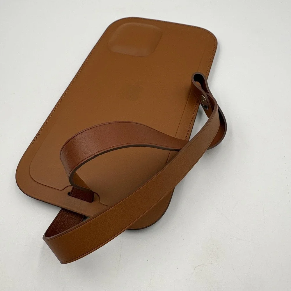Apple Leather‎ Carry Case Brown Wrist Strap Sleeve For IPhone 12 Plain MagSafe